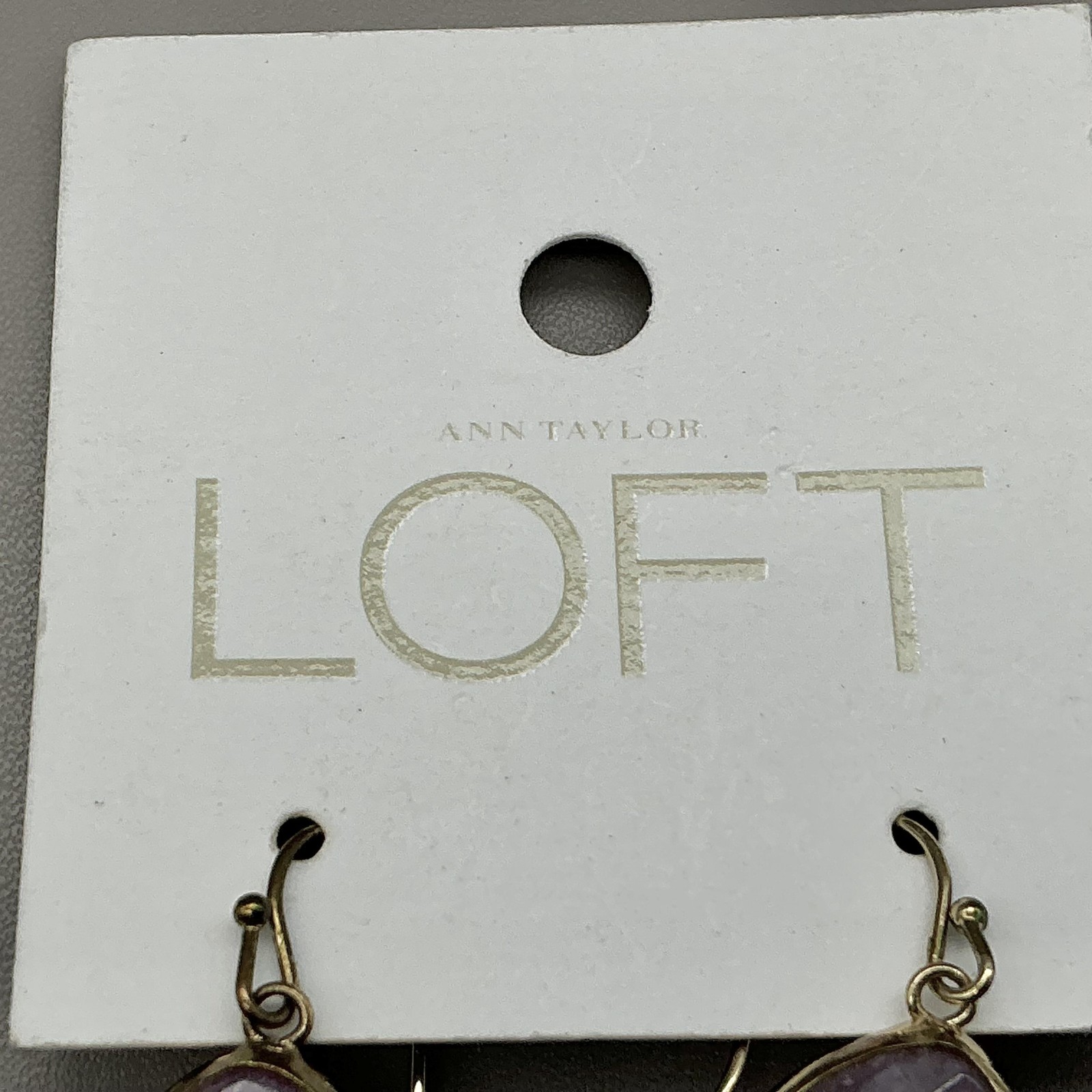 Ann Taylor LOFT Earrings Dangle Teardrop Lavender Purple Stone Gold Tone Jewelry