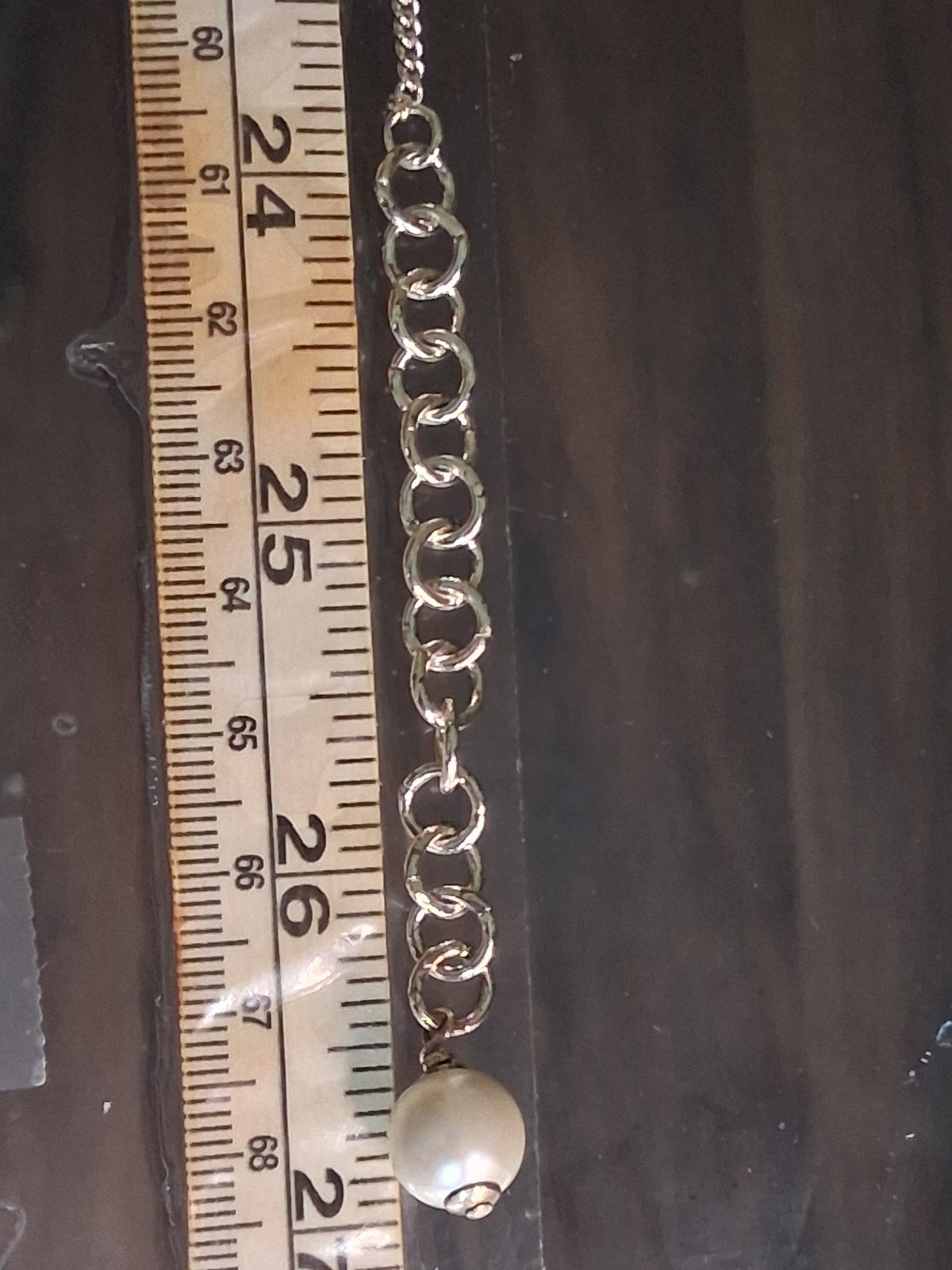 as is Chanel Autumn 2015 Glass Faux Pearl Chain Link Necklace 26.5″