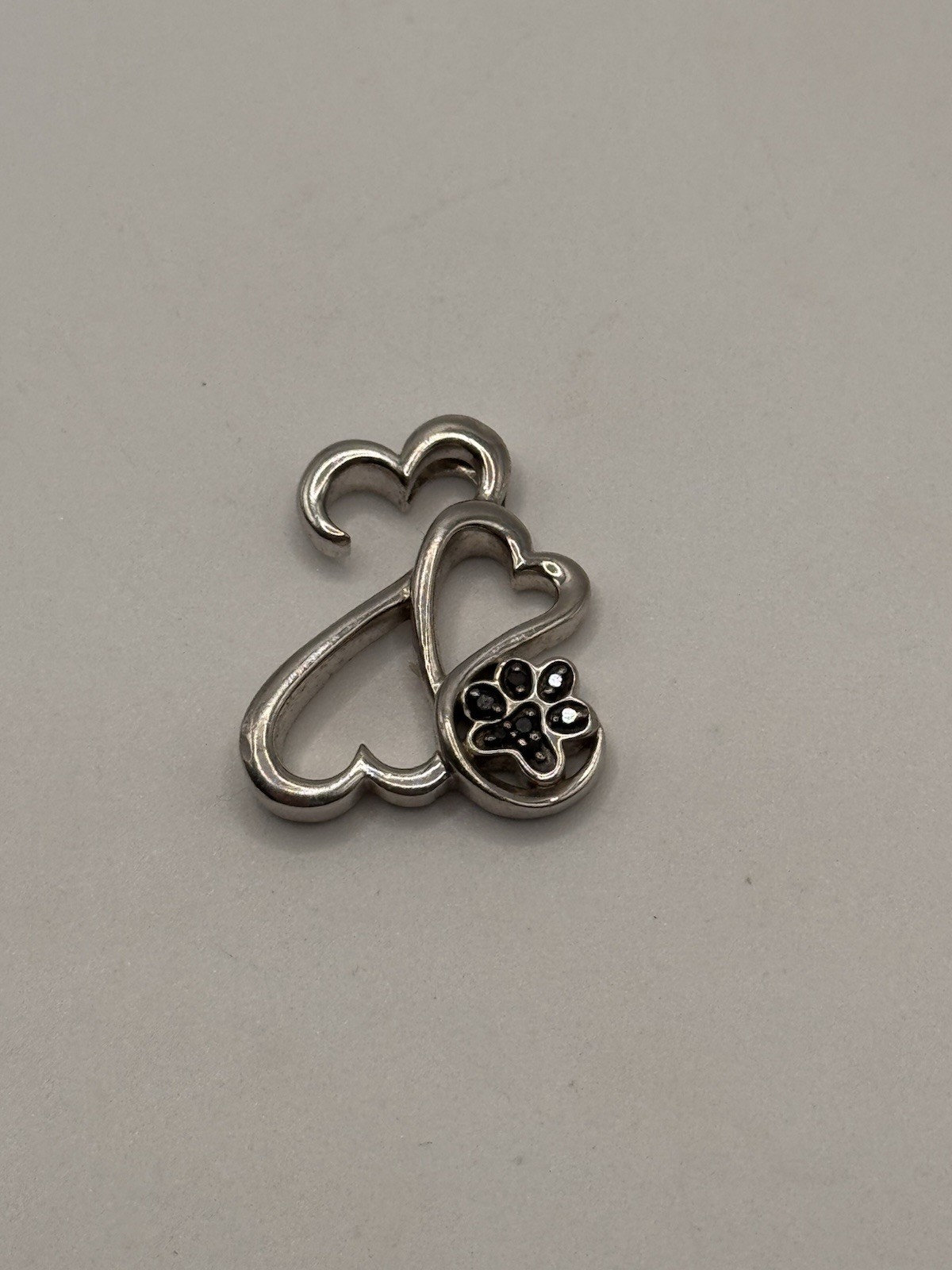 Open Hearts Jane Seymour Black Diamond Motherly Love Paw Pendant Sterling Silver