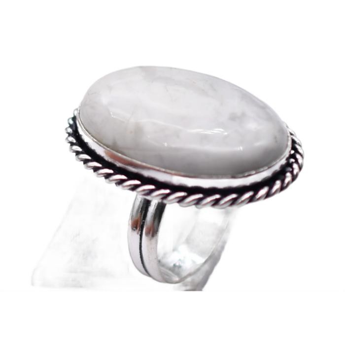 Howlite Natural Gemstone Antique Silver Plated Ring US Size-6.75 R 5200