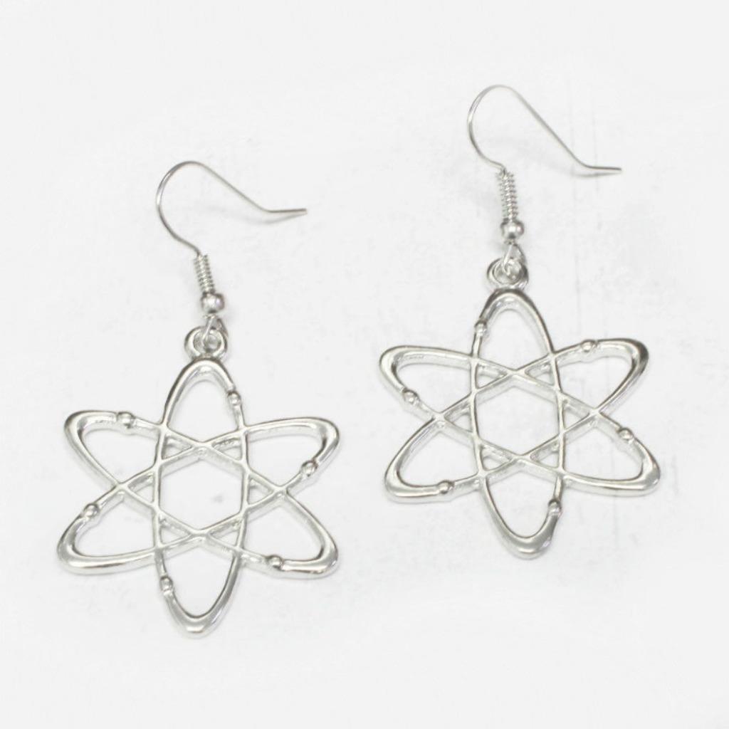 ATOM EARRINGS 2.25″ Atomic Chemistry Science Drop Stainless Steel Ear Wires NEW