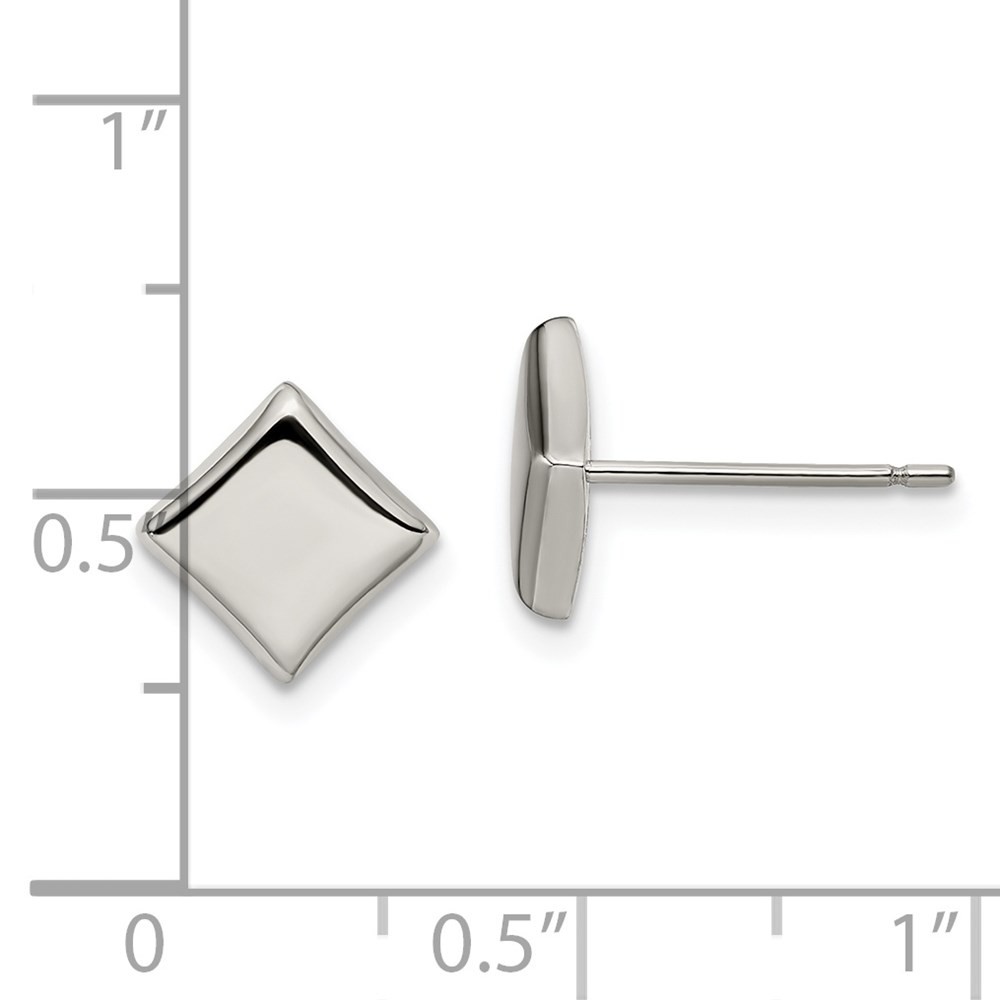 Chisel Women’s Earrings Titanium and Polished 7mm Square Post Button Closure