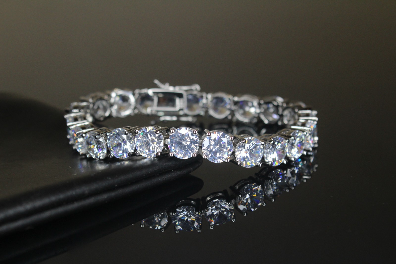 14k STAMPED 8mm MASSIVE XXL Tennis Bracelet 48ct Lab Sim VVS Diamonds HEAVY !