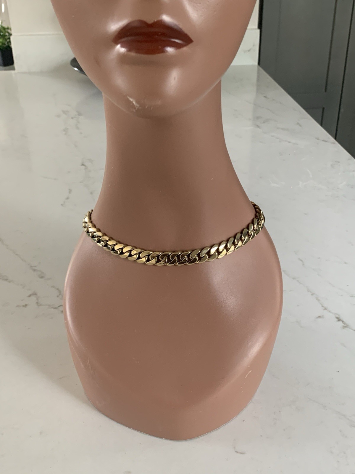 Miami Cuban Link Choker Chain Necklace Gold Tone Iced Out Pave Box Buckle