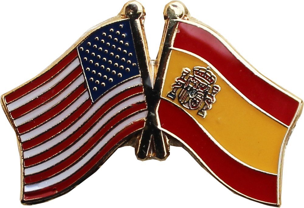 USA Flag American Flag Spain Flag Crossed Flags Lapel Hat Pin Tie Tac