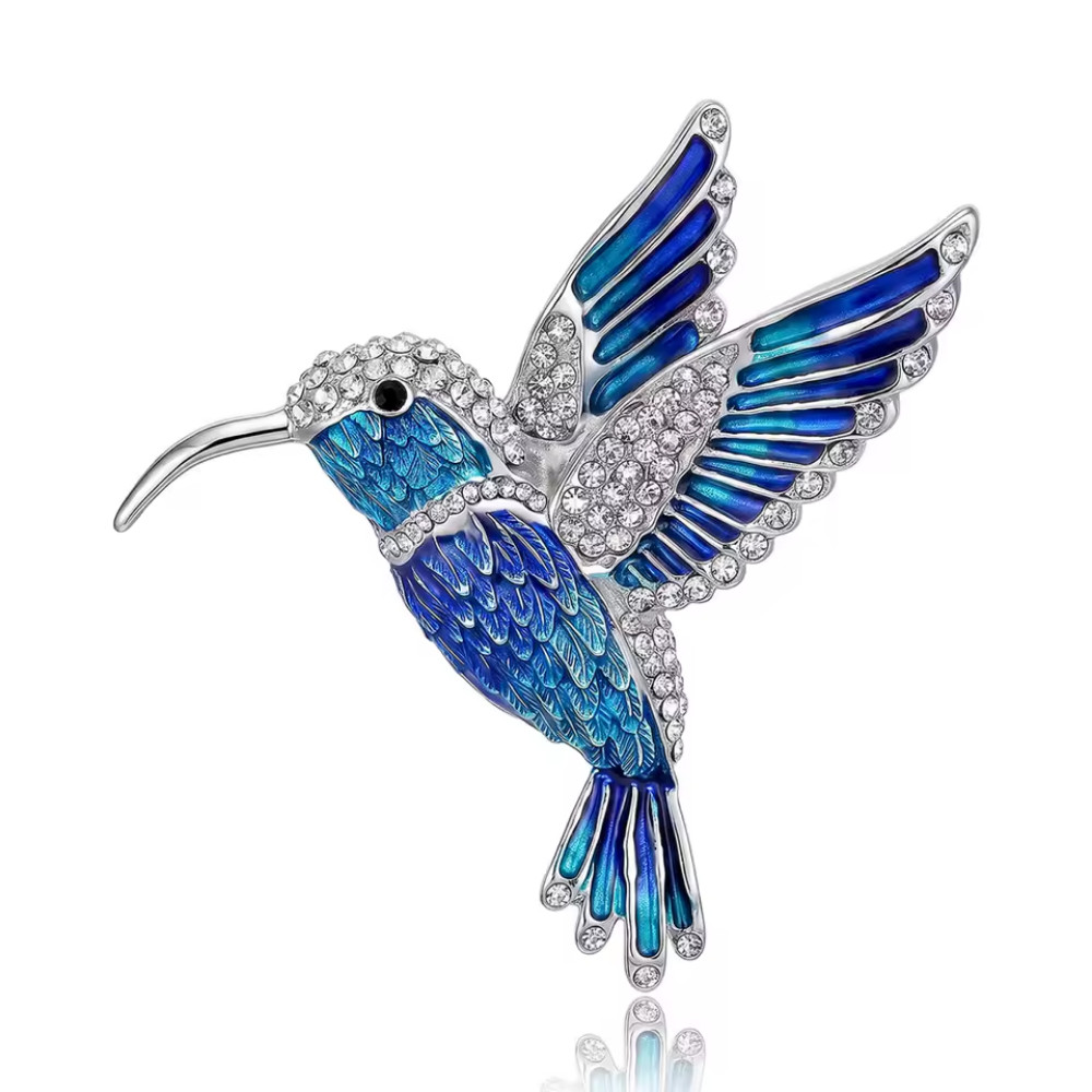 Luxury Rhinestone Hummingbird Brooch Bird Animal Pin Spring Summer Jewelry Gift