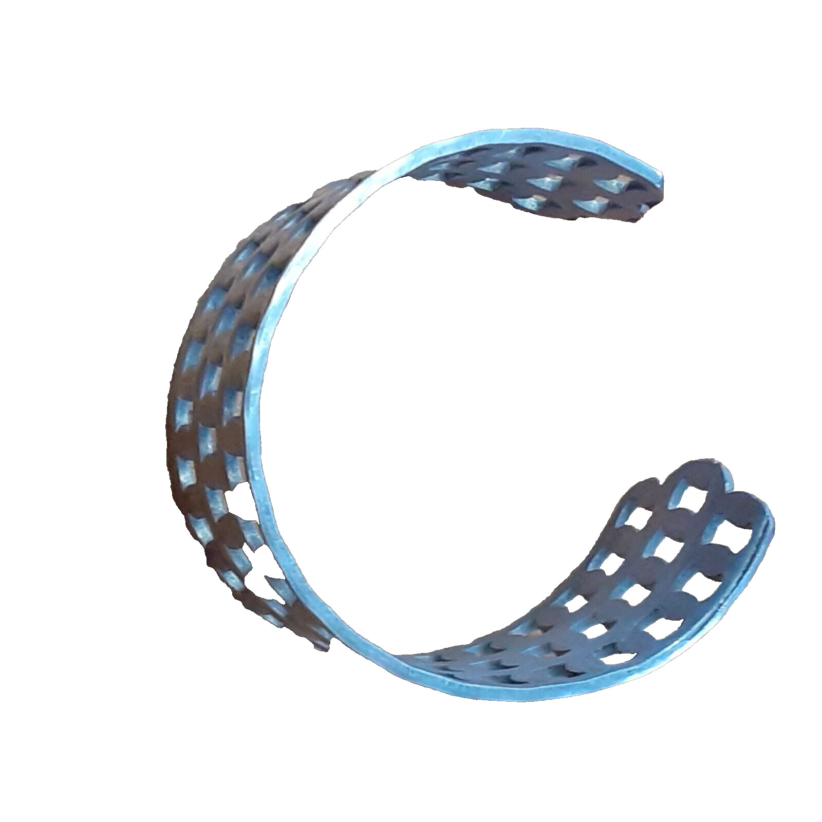 Silver tone open work wrap cuff 6″ bracelet contemporary