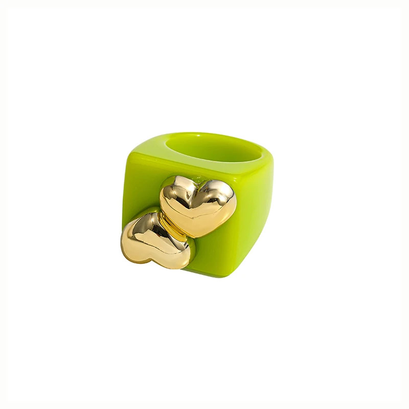 Resin Chunky Ring Geometric Square Round Knuckle Bold Band Women Jewelry