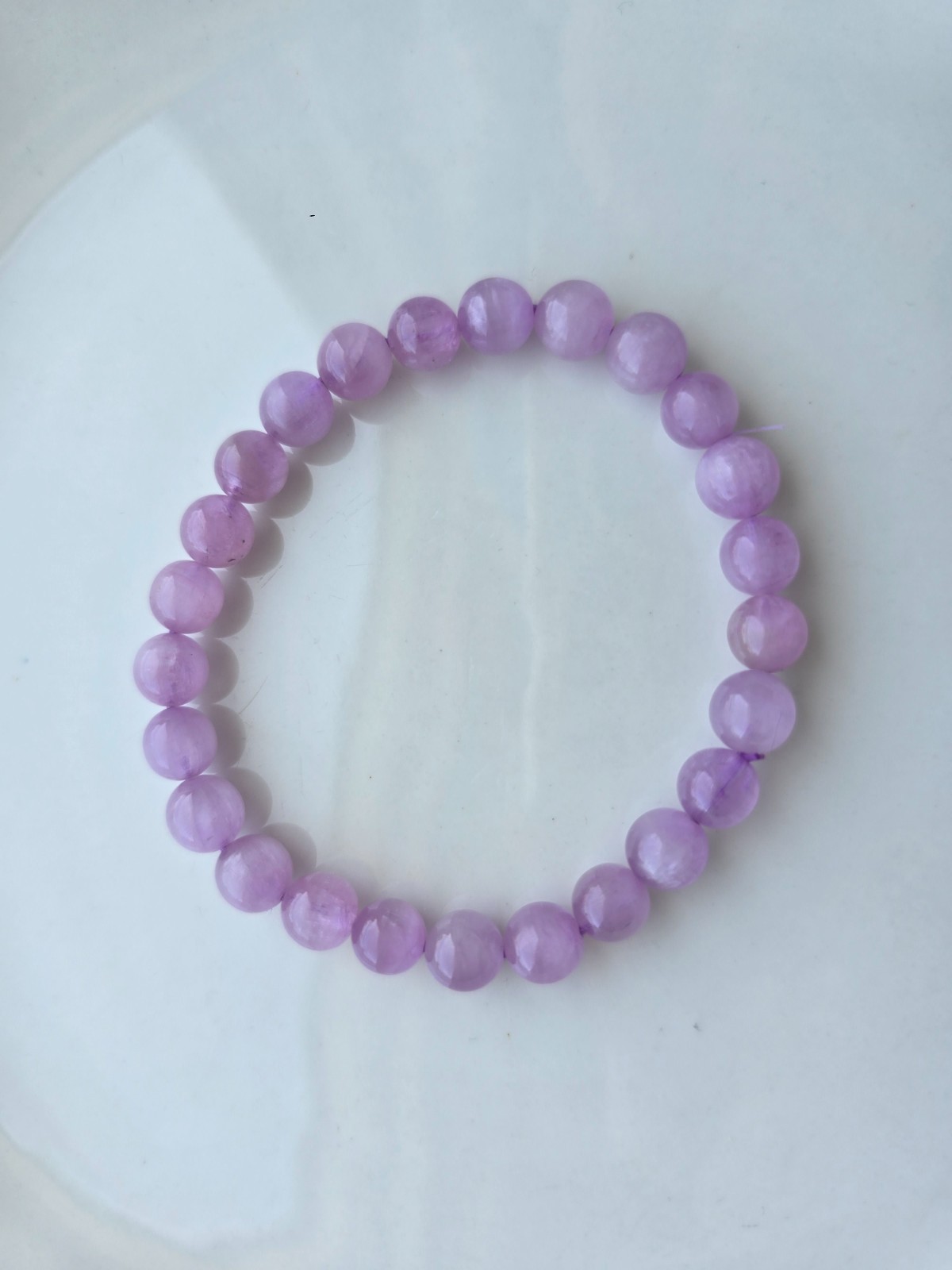 Cat’s Eye Kunzite Beaded Bracelet Approx 8mm Light Purple Healing Crystal