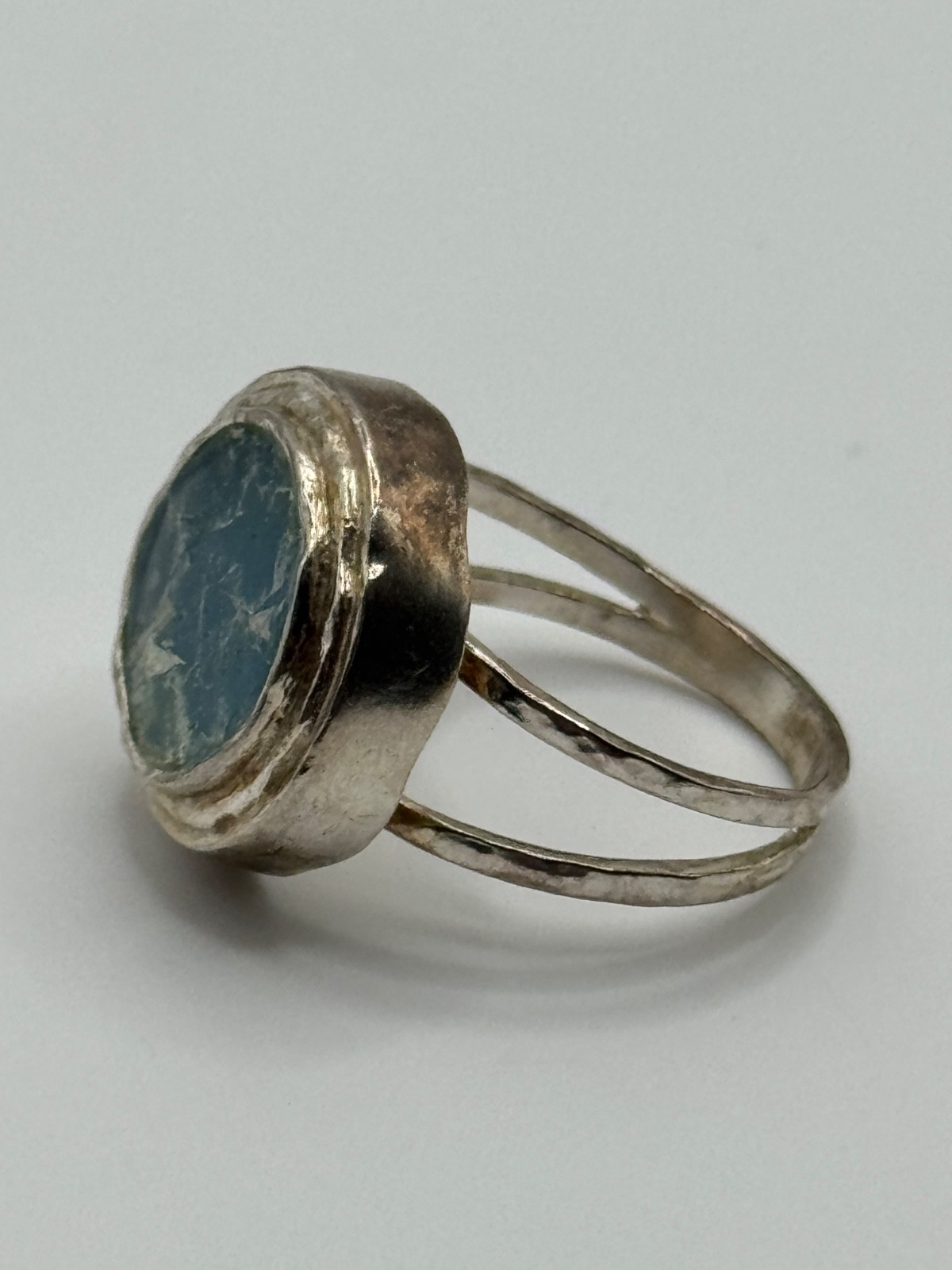 Luli Hamersztein Sterling Silver Roman Glass Ring Size 7