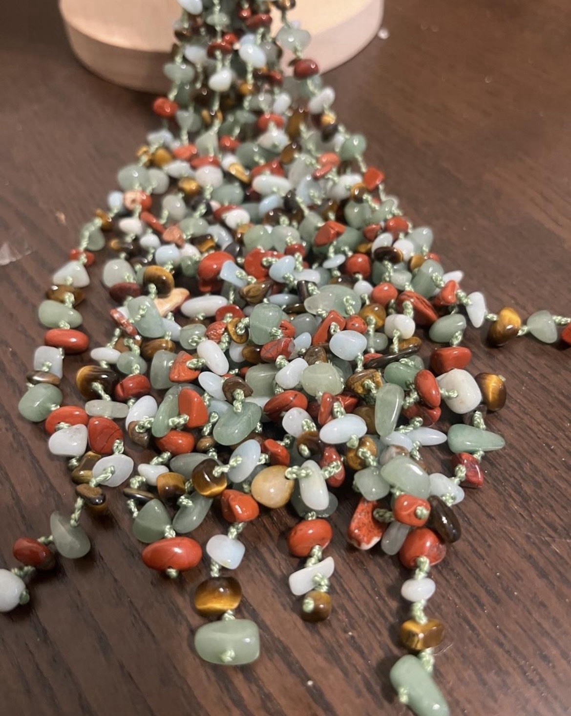Lariat Tassel Stone Necklace Hand Knotted Women’s Jewelry