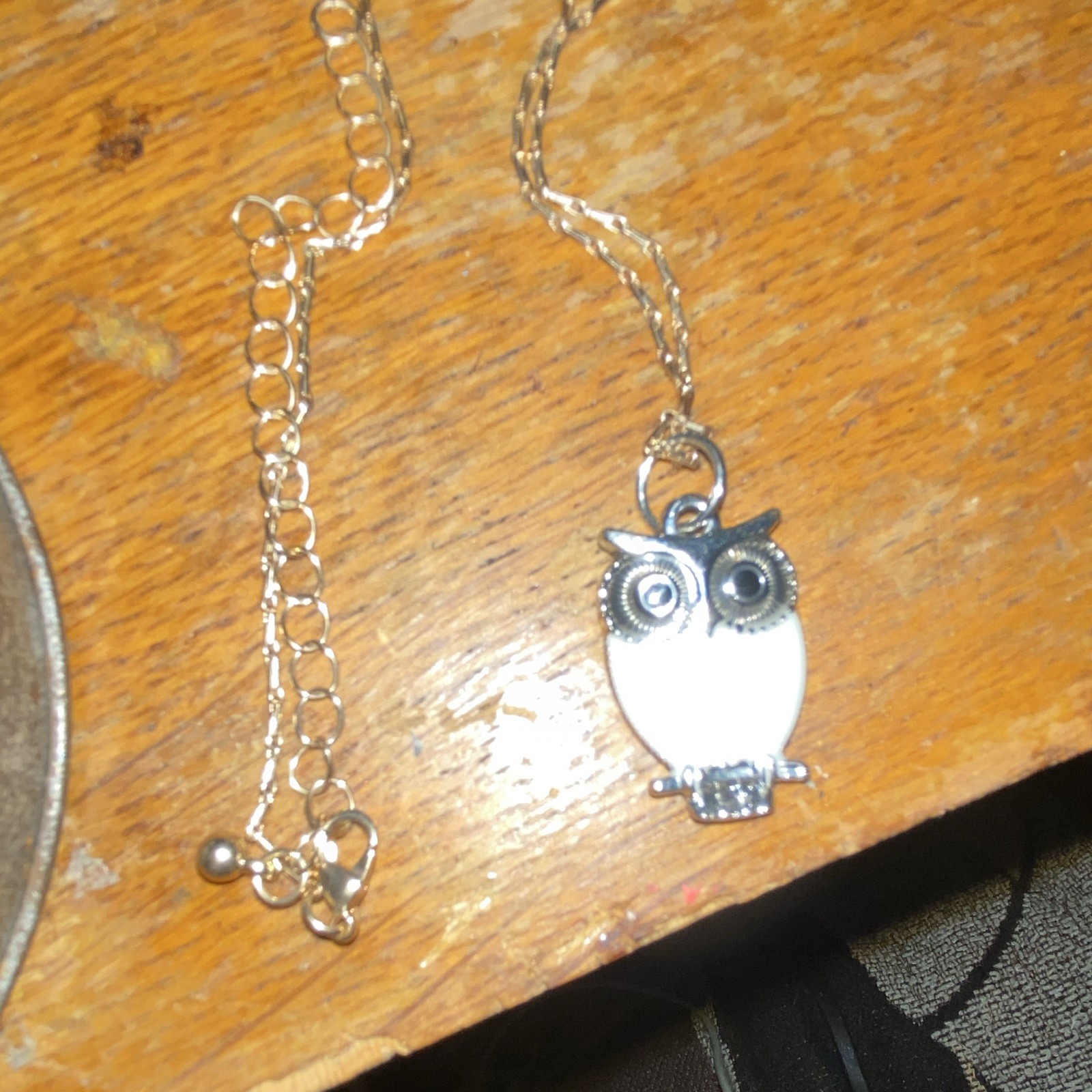 Silver Tone Owl Charm Pendant Necklace, Metal, No Stone, Adjustable, Animals