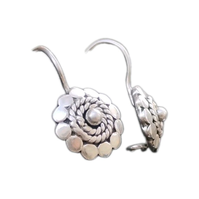 VTG Sterling silver floral center Threader Earrings 1inch drop 7grams