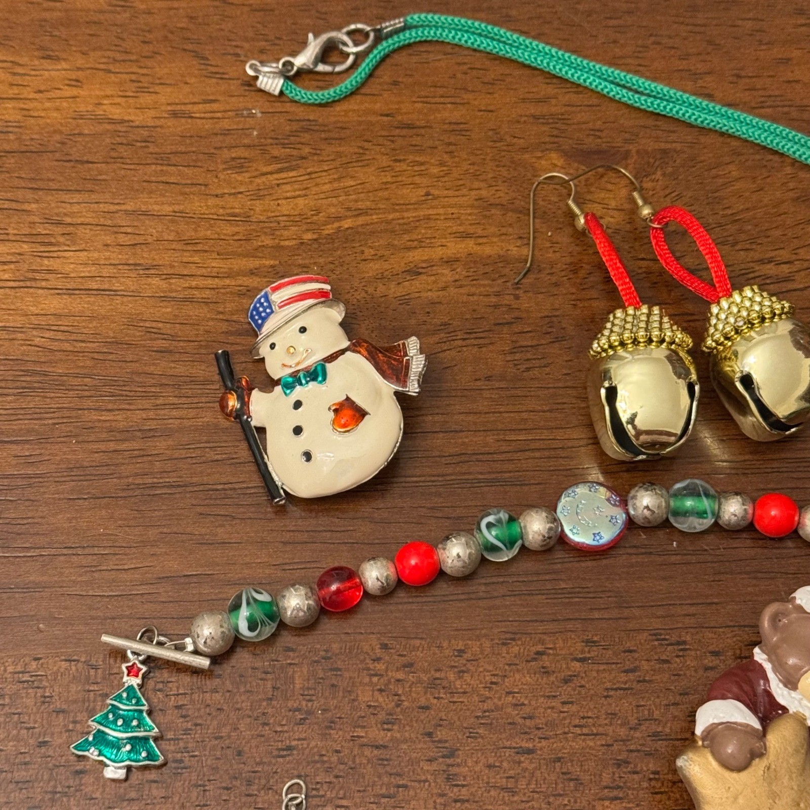 Christmas Holiday Jewelry Lot Reindeer Necklace Bracelet Pins Earrings Charms