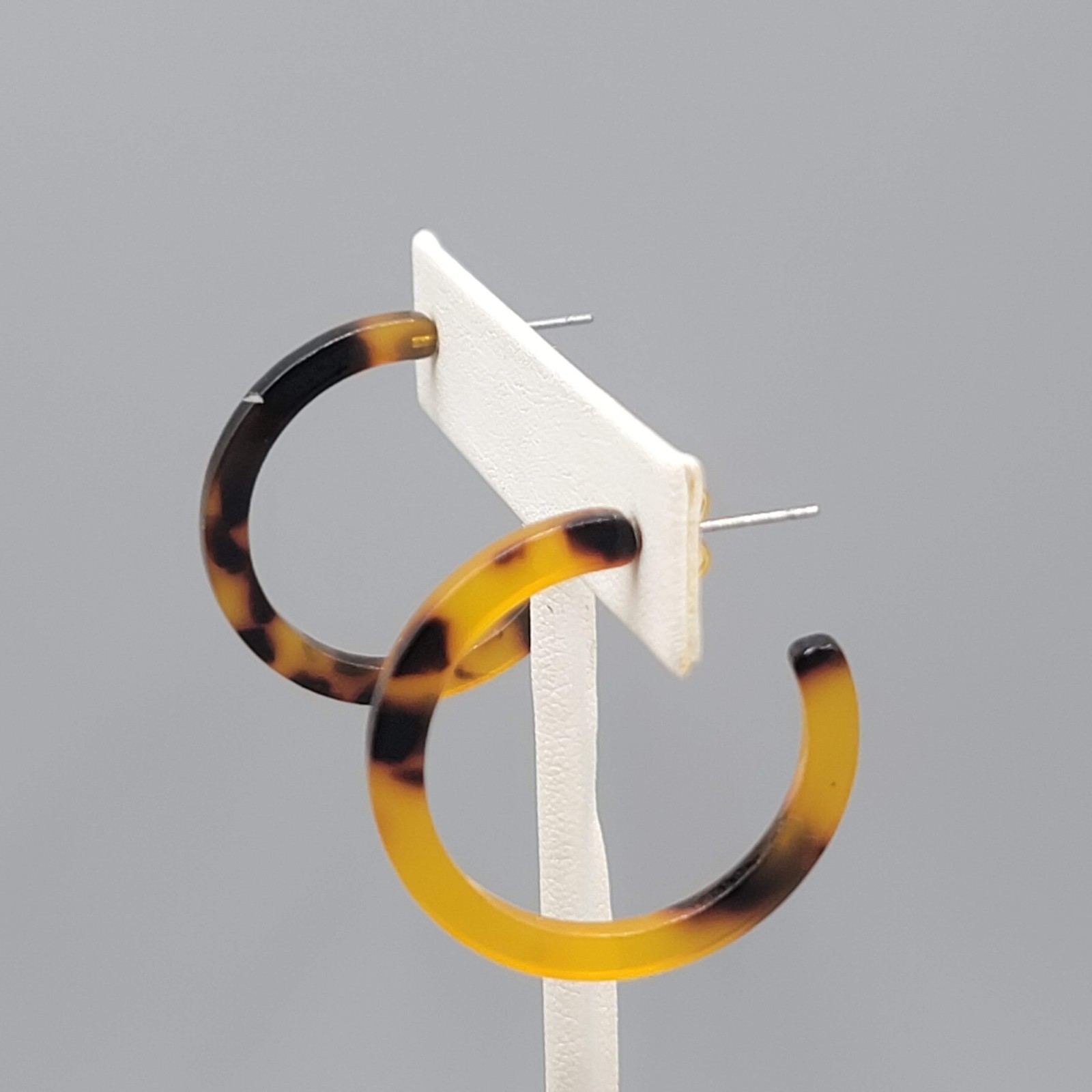 Acrylic Tortoise Hoops Pierced Earrings 1.25 in