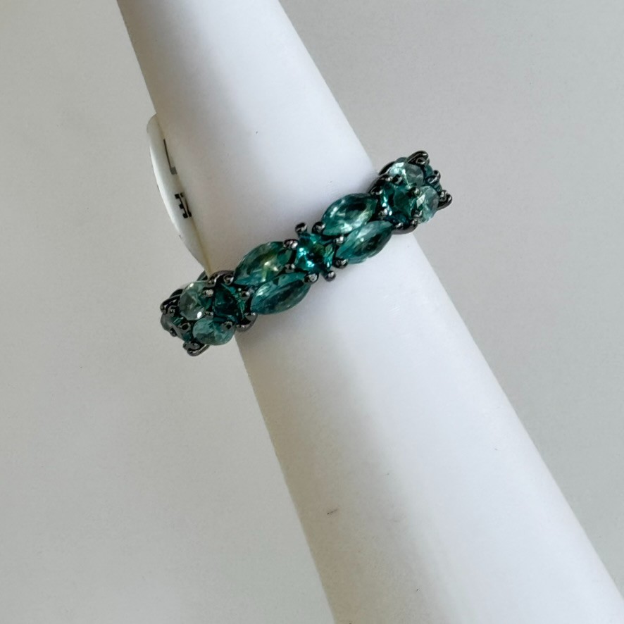 Bomb Party Sirens Veil of The Abyss Pariba on Hematite Ring Sz 7