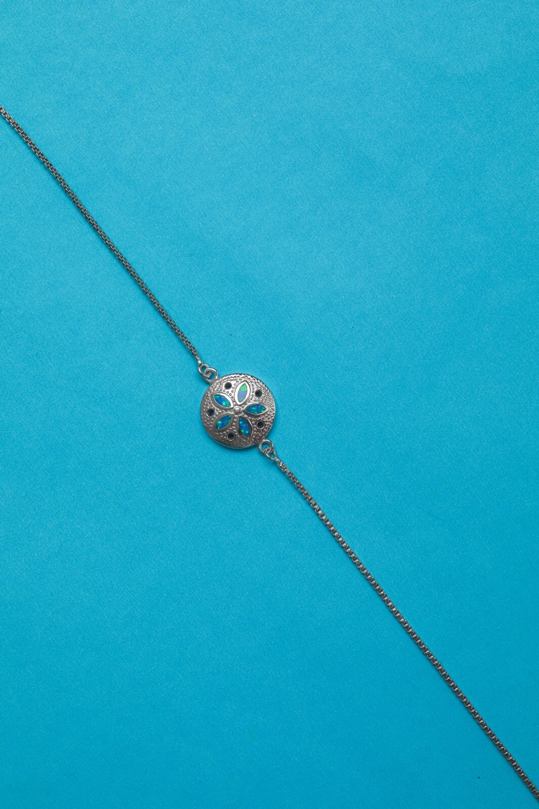 Blue Opal Sand Dollar Bracelet 925 Sterling Sliver Jewelry For Women Girls