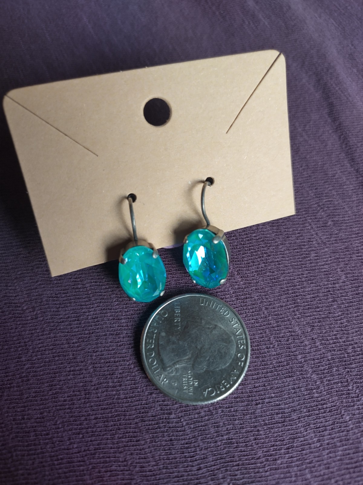 Gorgeous ice blue Sabika oval drop crystal leverback earrings