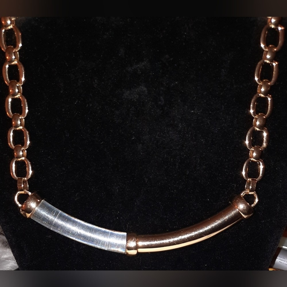 WHBM Lucite Gold bar Designer statement NECKLACE 16in to 20in