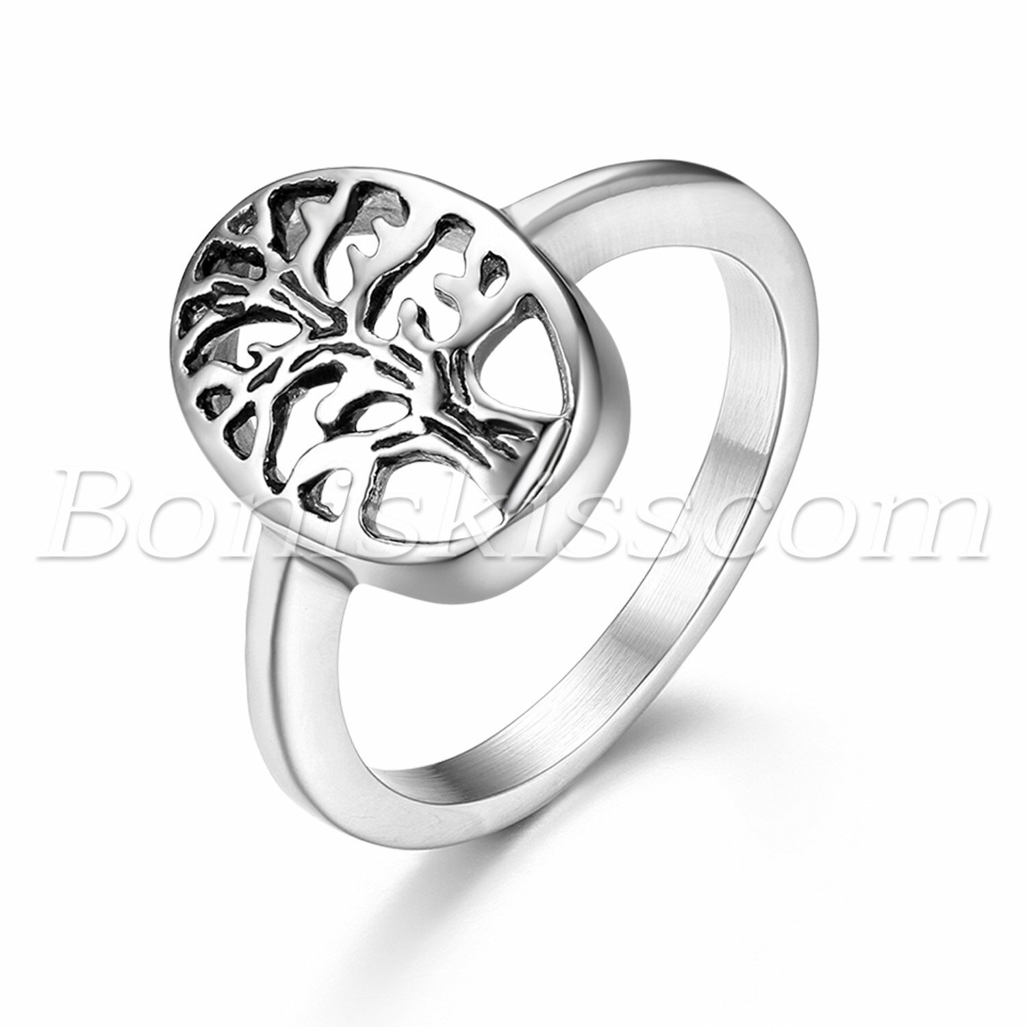 Mens Womens Stainless Steel Tree of Life Ring Promise Anniversary Band Size 5-10