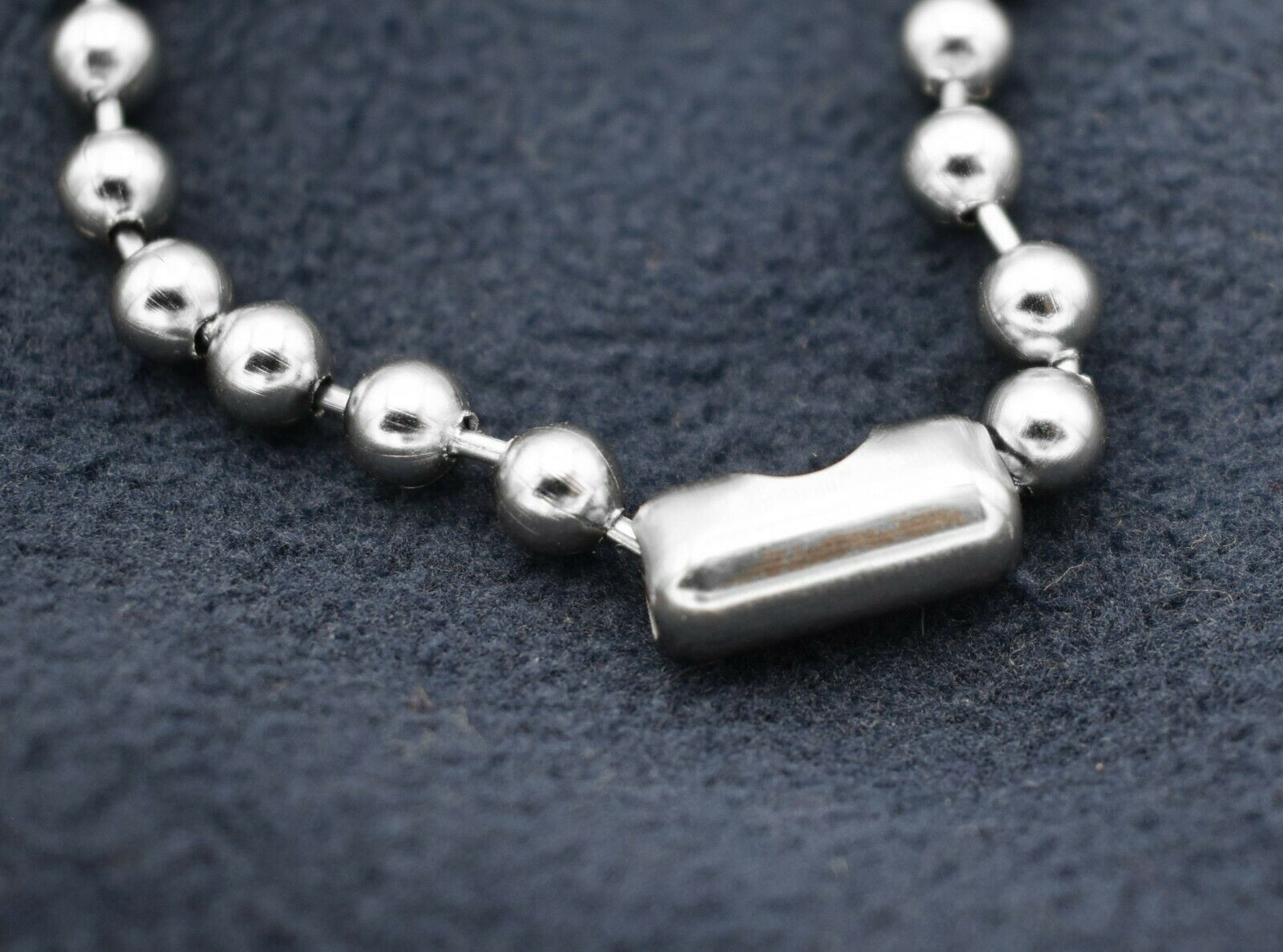 40 INCH 6MM STAINLESS STEEL SILVER BALL CHAIN WITH A STANDARD MILITARY CLASP