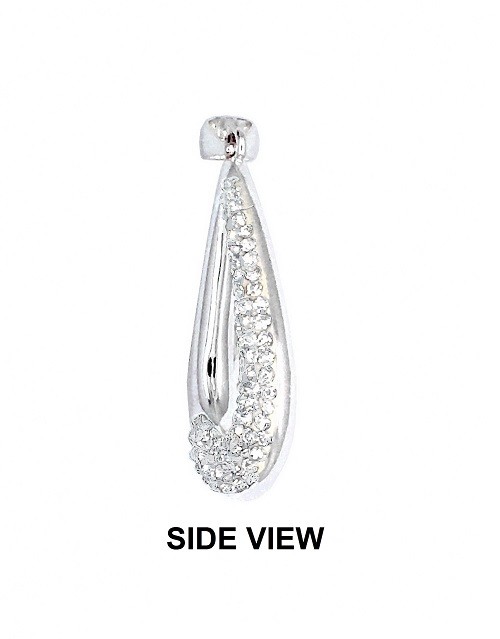 STUNNING! 16″+2″ Chain w/ Fine Silver Plated Crystals Encrusted TEARDROP Pendant