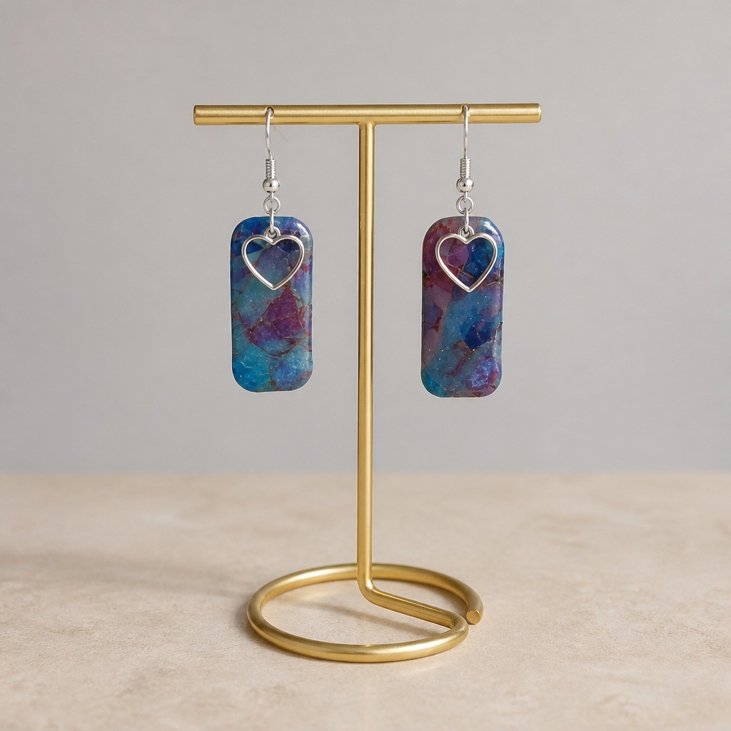 Hand Made White and Blue Polymer Clay Earrings for Women Handmade Earrings UK