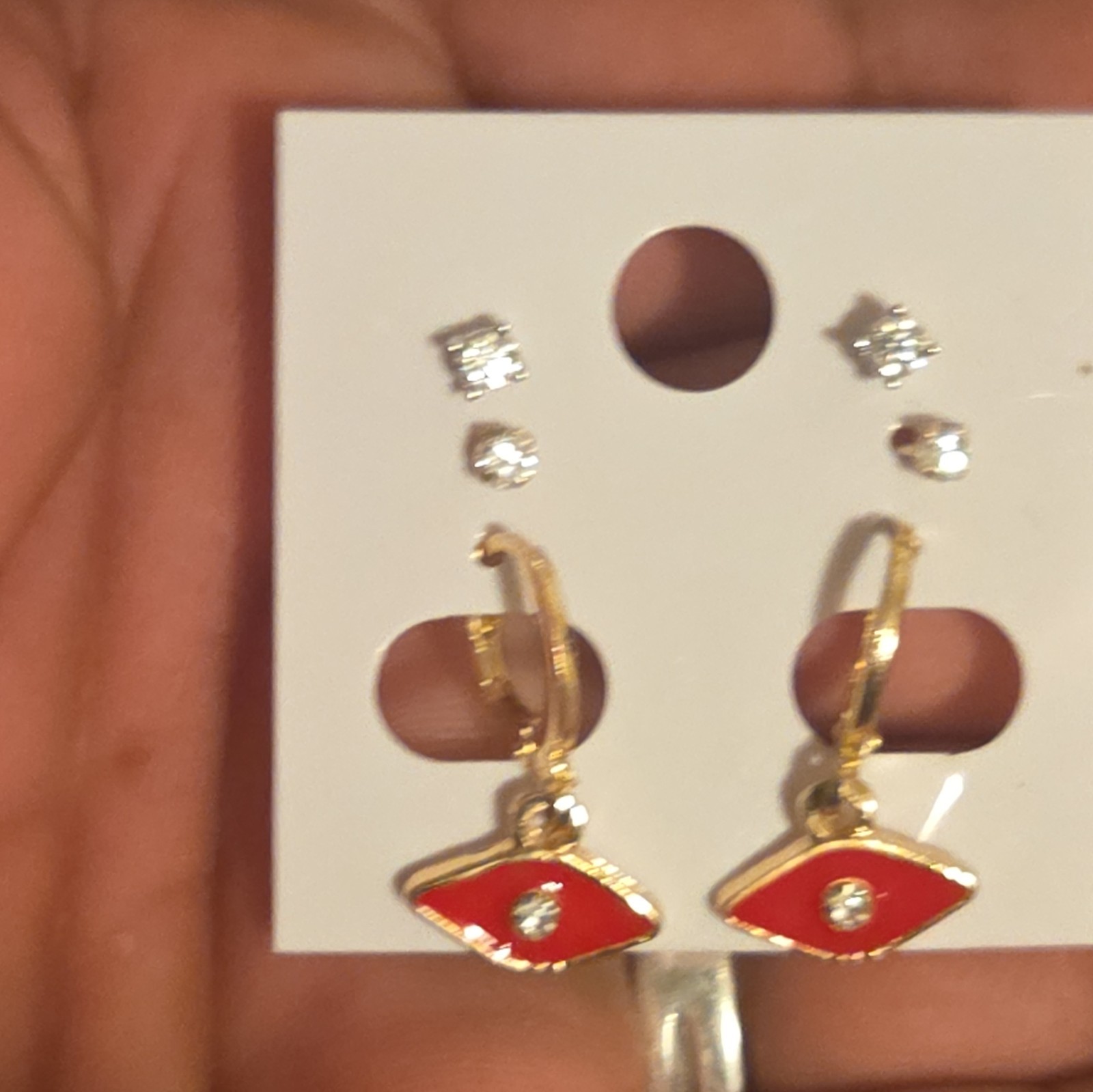 3 Pairs Earrings, 10k Cz Studs, 925 Moissanite Studs, and Gold-filled Huggies