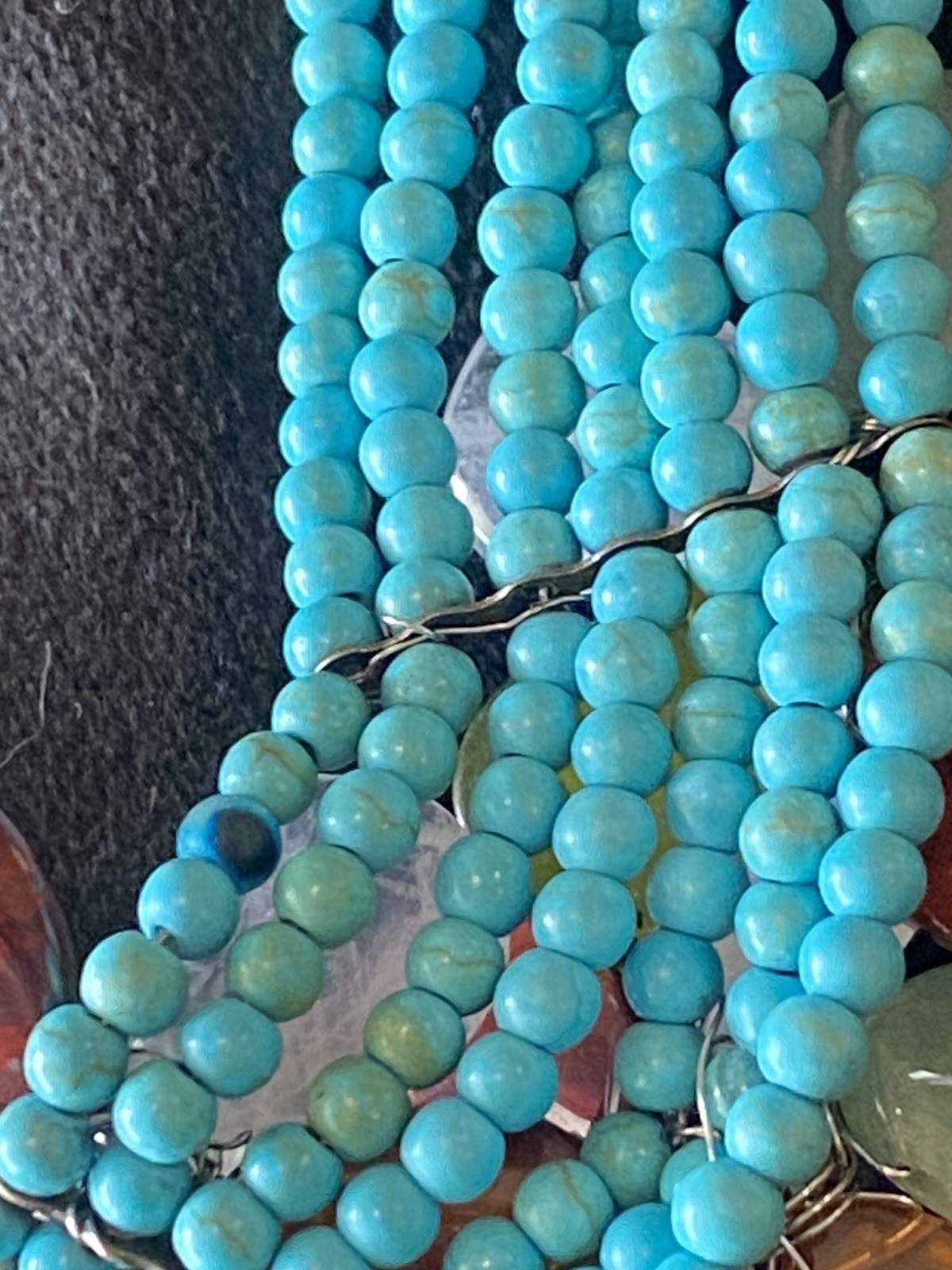 Boho Multi-Gemstone Flower Cluster Necklace Turquoise Beads – Statement Piece