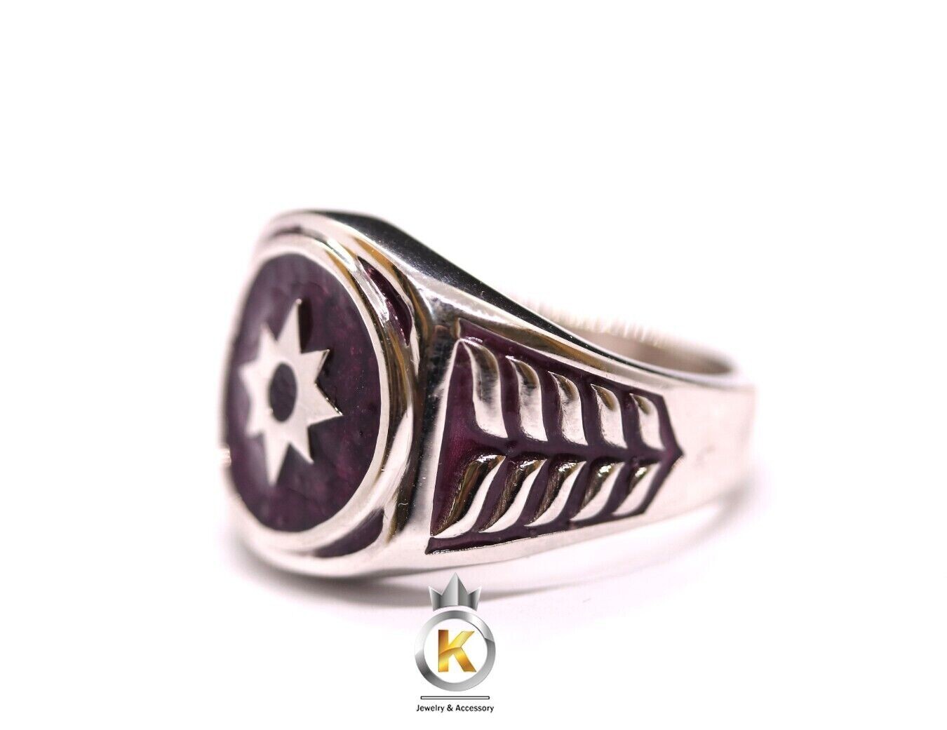 Star Ring Star Sapphire Ring Silver 925 Purple Enamel Star Sapphire Lantern Ring