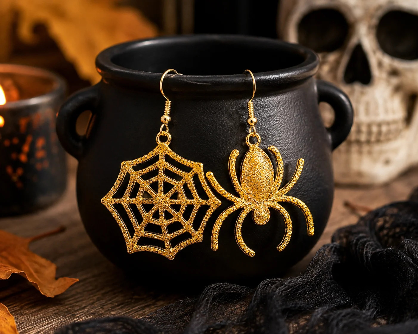 Spider Web Halloween Gothic Punk Earrings