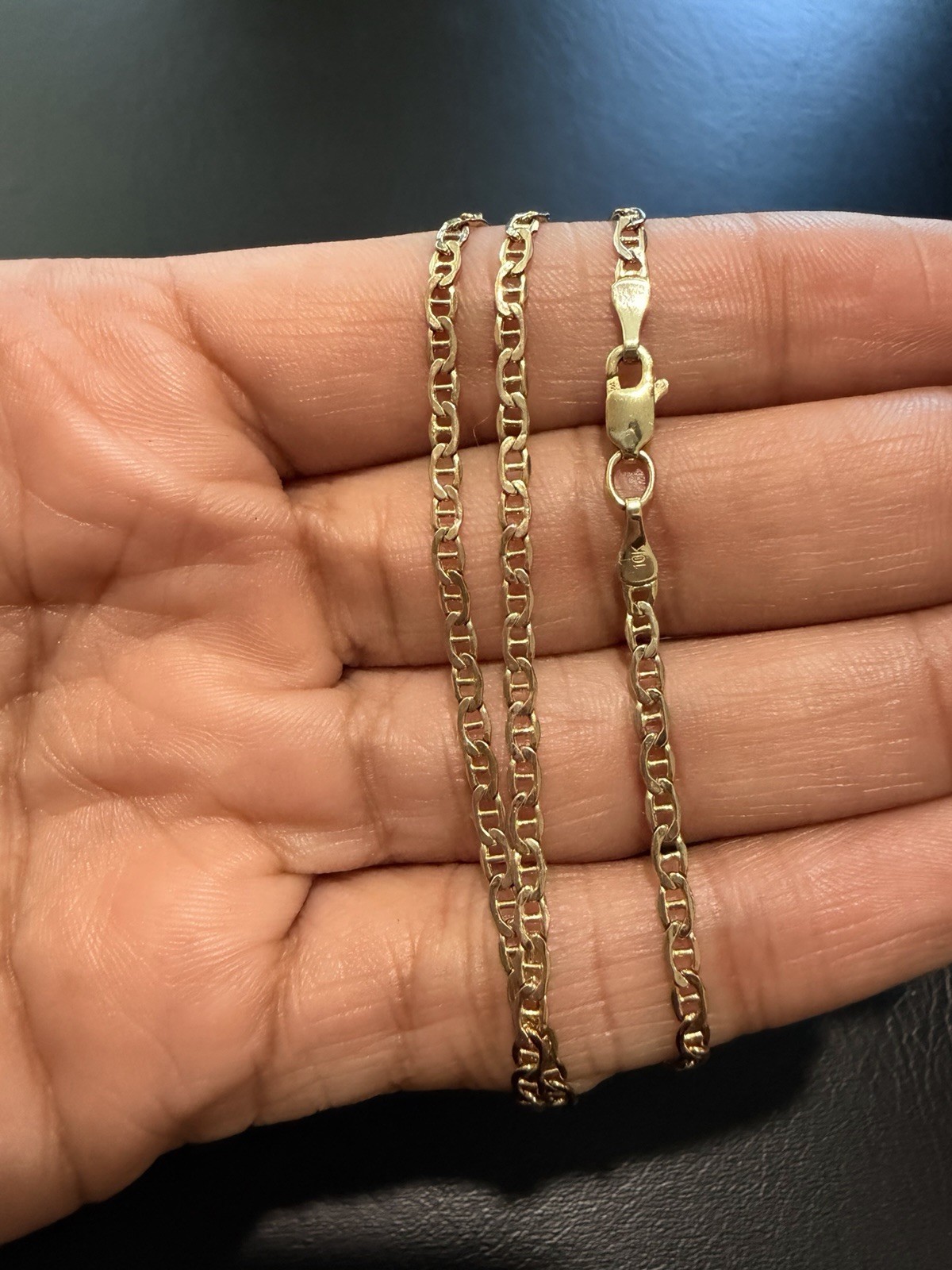 10k Yellow Gold Mariner Chain Necklace, Lobster Clasp