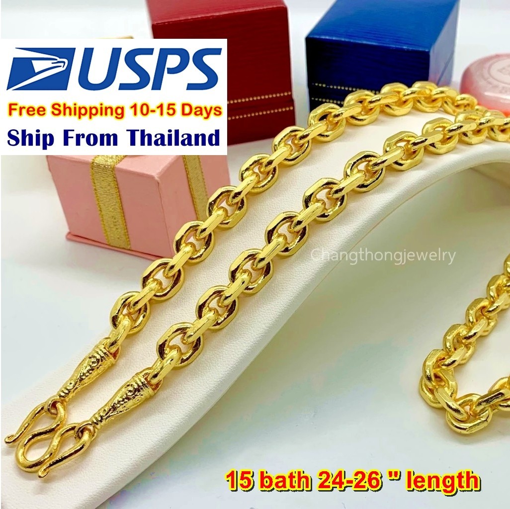 K8 Necklace 24k Gold Plated Men Women Jewelry Weight 15 Baht 26″ Kochakrit New