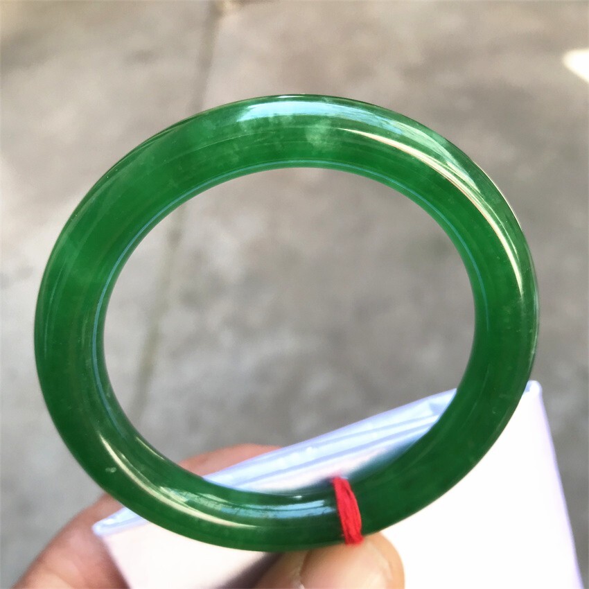 53MM Burma Natural Icy Green Jadeite Jade Bracelet Rod-type Jade Bracelets