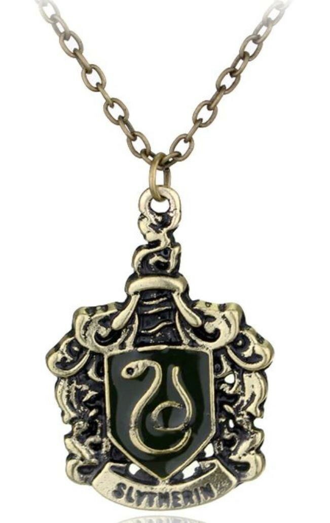 Slytherin Crest Logo Bronzetone Metal Pendant Necklace