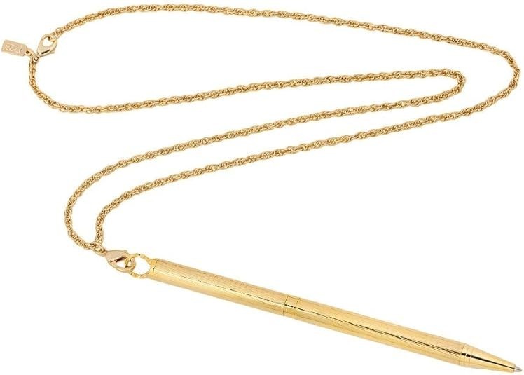 1928 Jewelry 14K Gold-Dipped Textured Barrel Ballpoint Pen Pendant Necklace