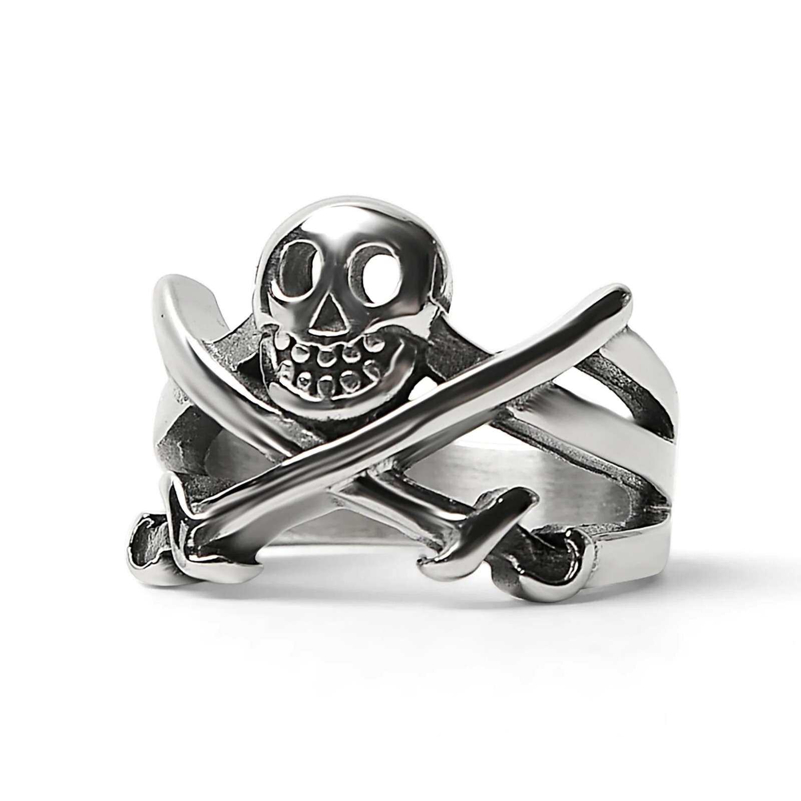 Calico Jack Rackham Jolly Roger Pirate Flag Ring Sizes 6-16 Stainless Steel Band