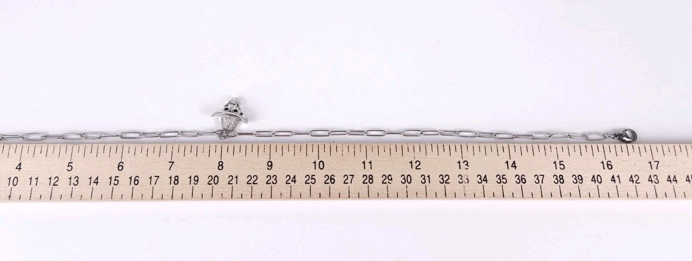 Dalmata Silvertone Chain Necklace with Cowboy Hat Skull Drop Pendant