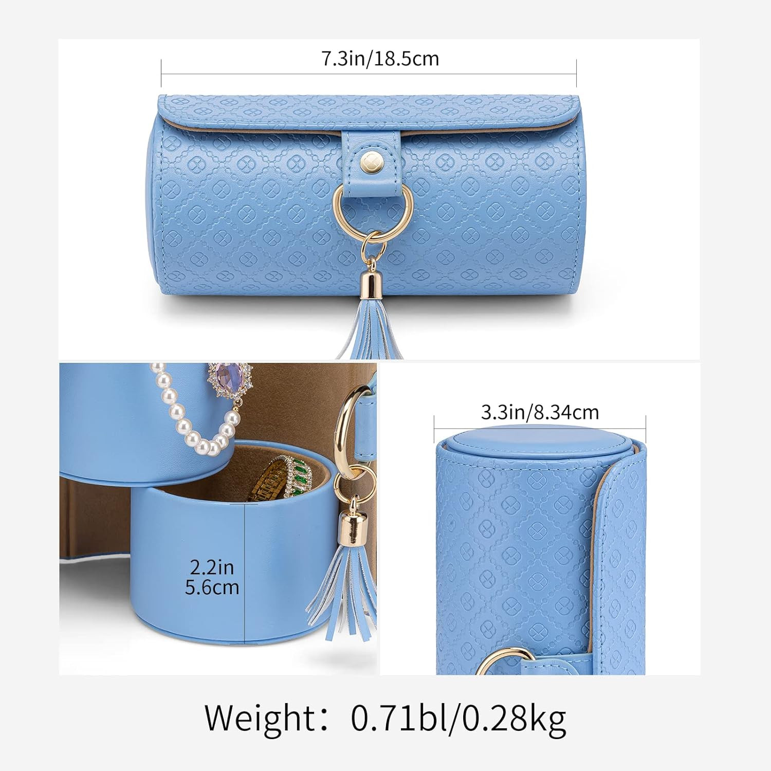 Travel Jewelry Organizer for Women – 3-Layer Storage Box in Blue
