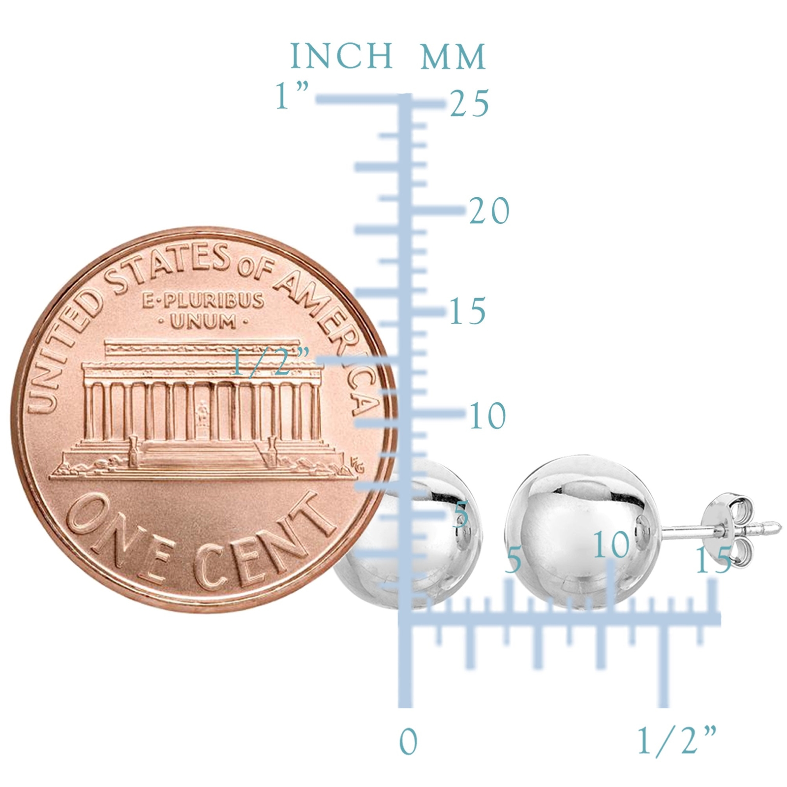 Sterling Silver Ball Stud Earrings, 6mm