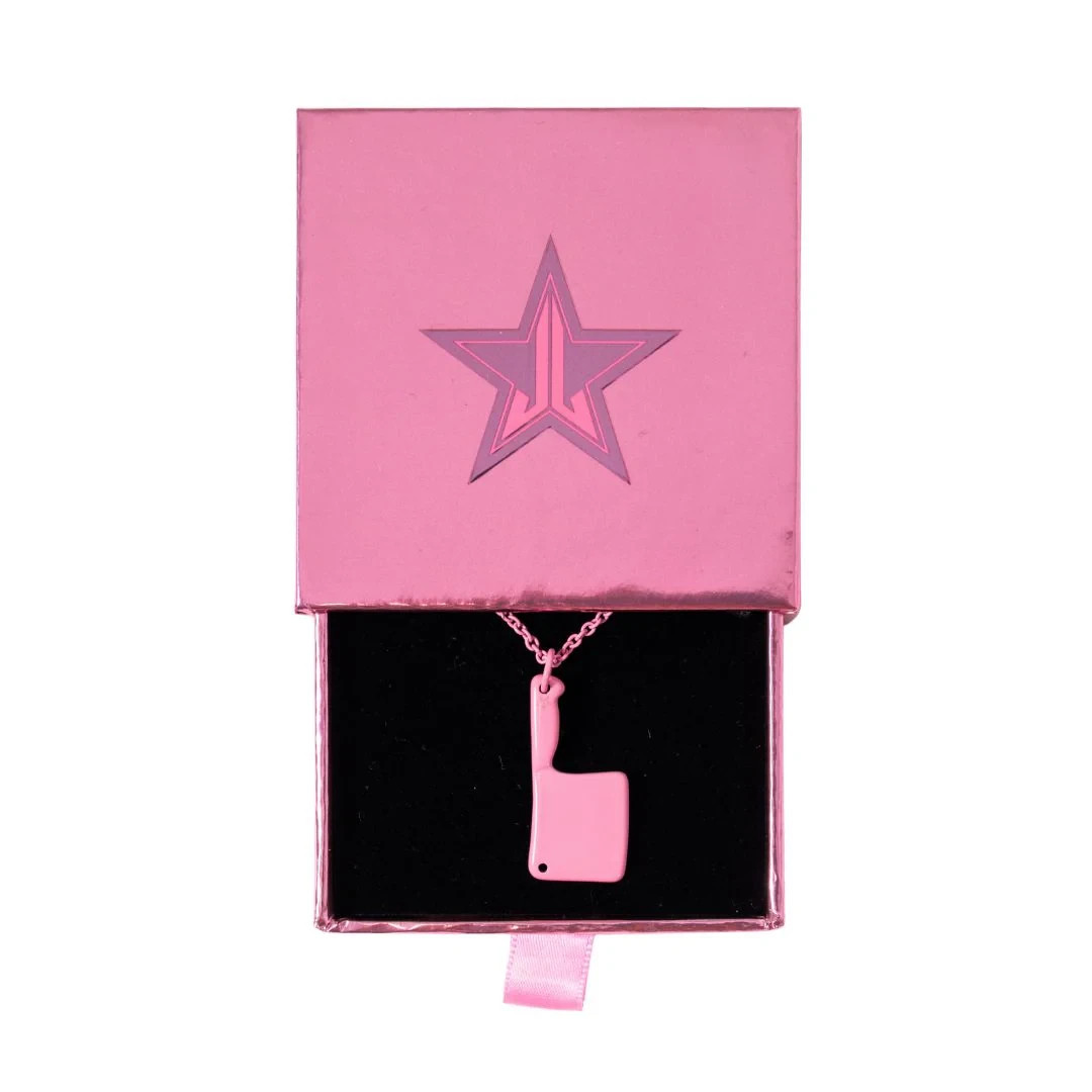 NEW in Box Jeffree Star Cosmetics Cleaver Necklace in Pink 21″ Stainless Steel