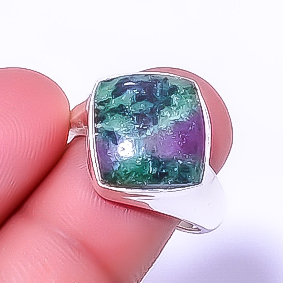 Ruby With Zoisite – Longido Mines 925 Sterling Silver Ring s.8.5 A344