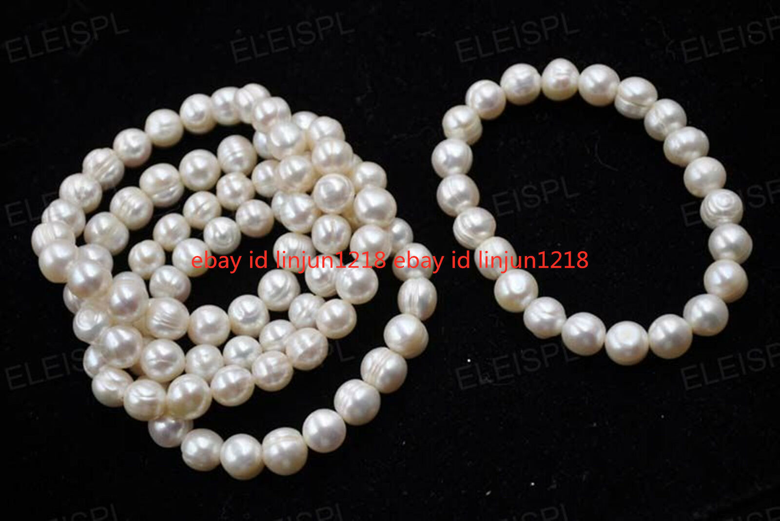 New Natural Wholesale 5pcs 7-11mm White Pearl Stretch Bracelet Bungee