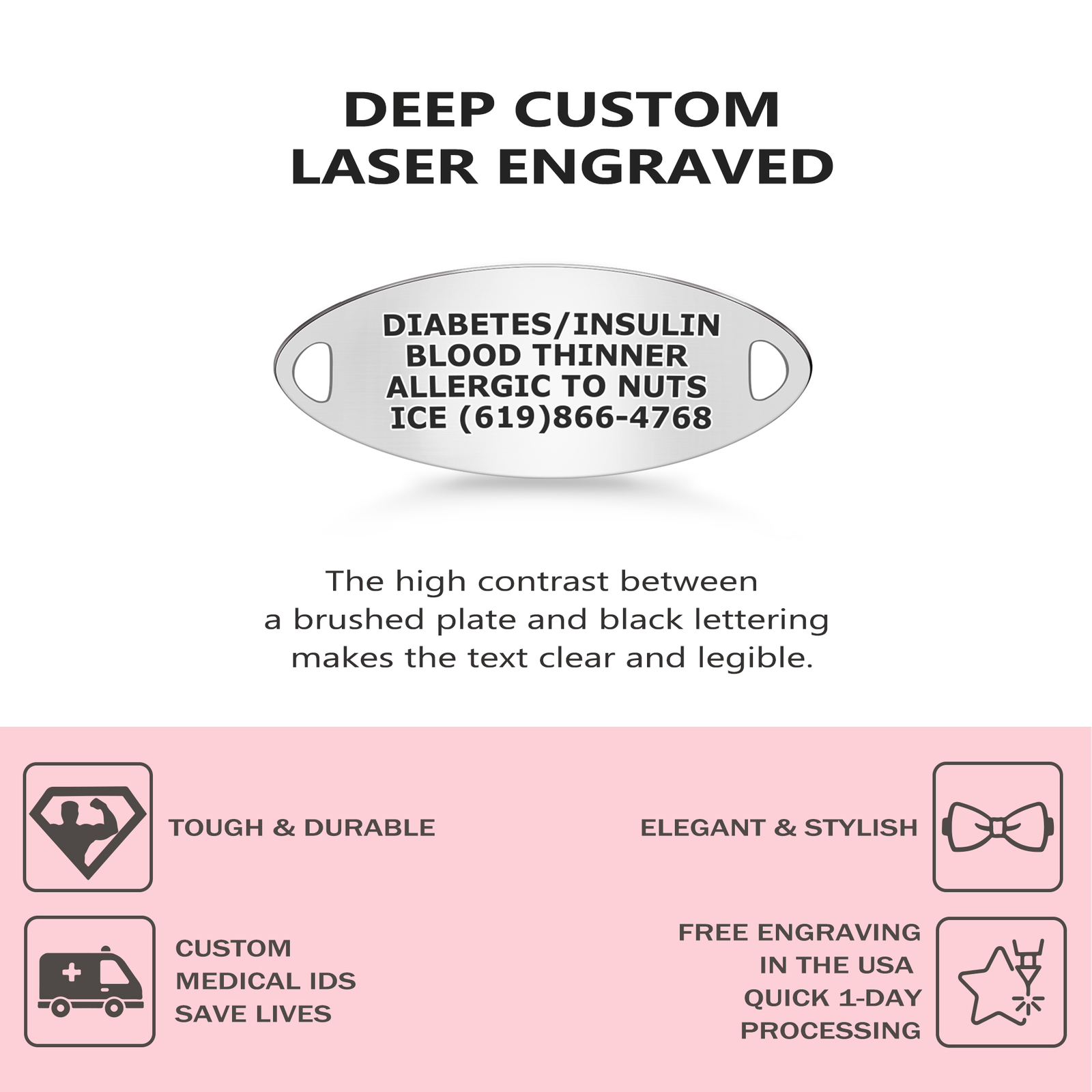 Divoti Custom Engraved Color Changing Mood Beaded Medical ID Bracelets for Women