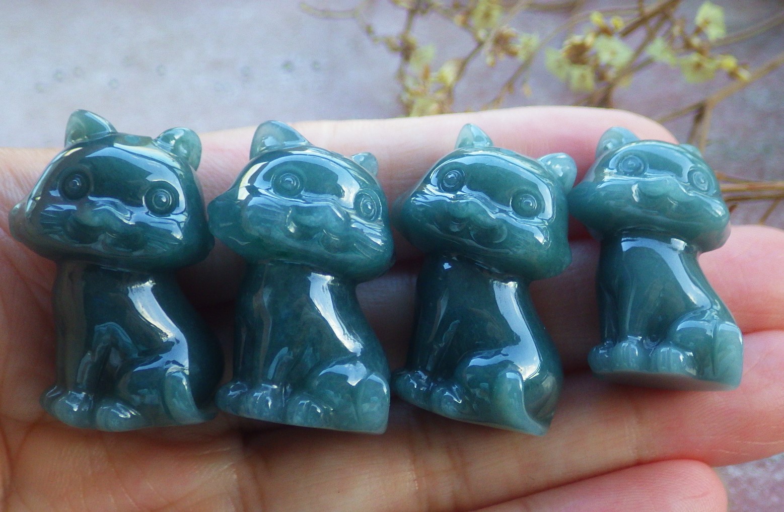 1 pcs Green A JADE JADEITE PENDANT Cat 招财猫 131871