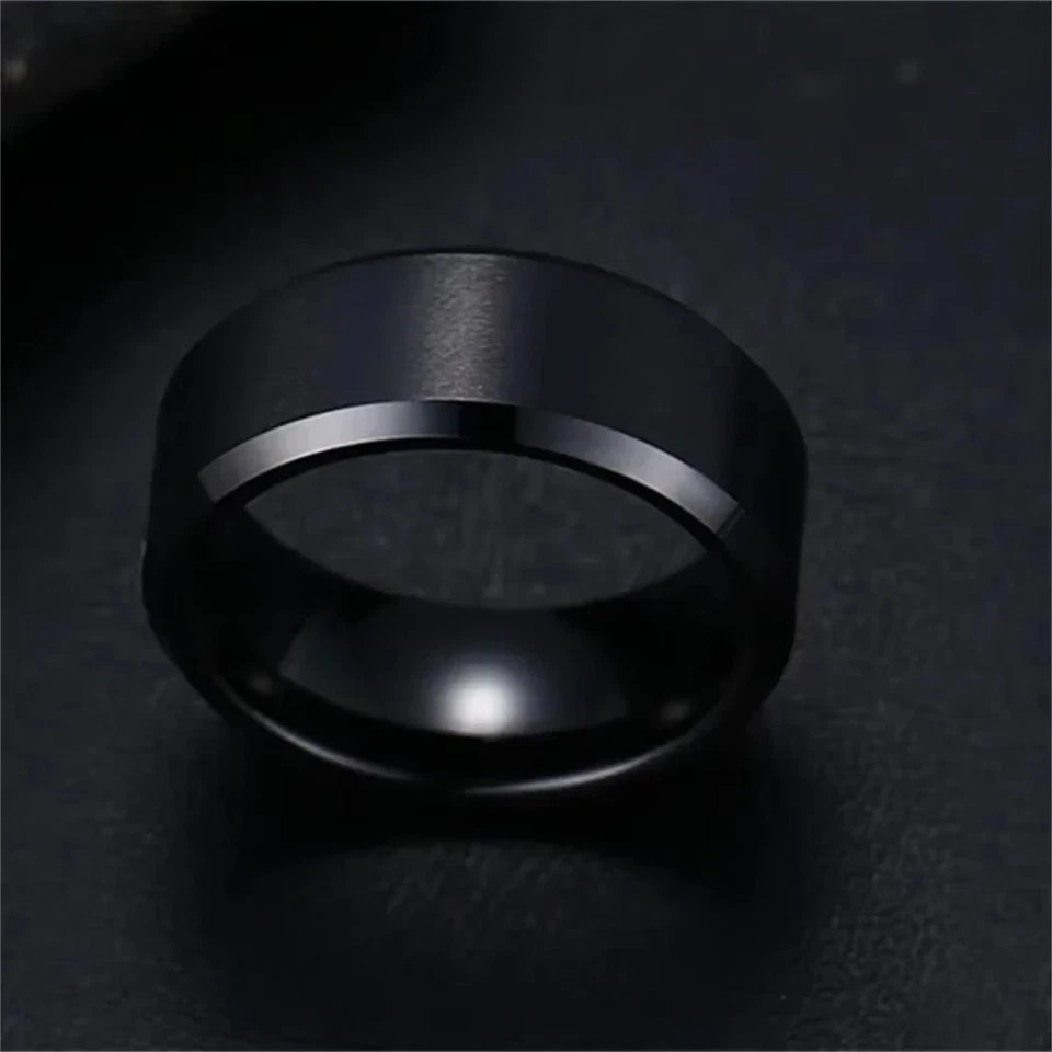 Titanium Stainless Steel 8Mm Brushed Finish Men Women Wedding Band Comfort Ring