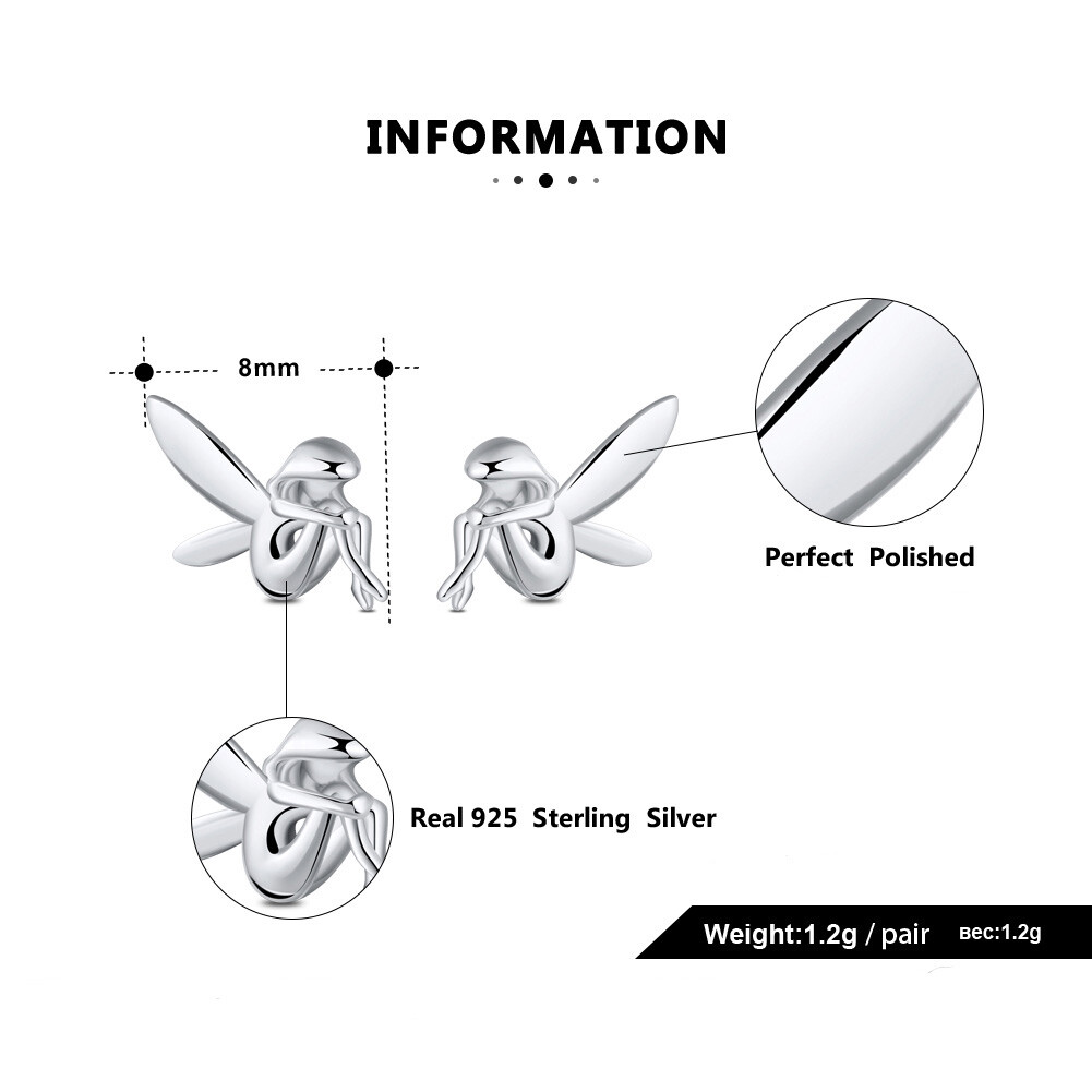 Fairy Winged Angel Sterling Silver Stud Earringgs for Women Ginger Lyne Colle…