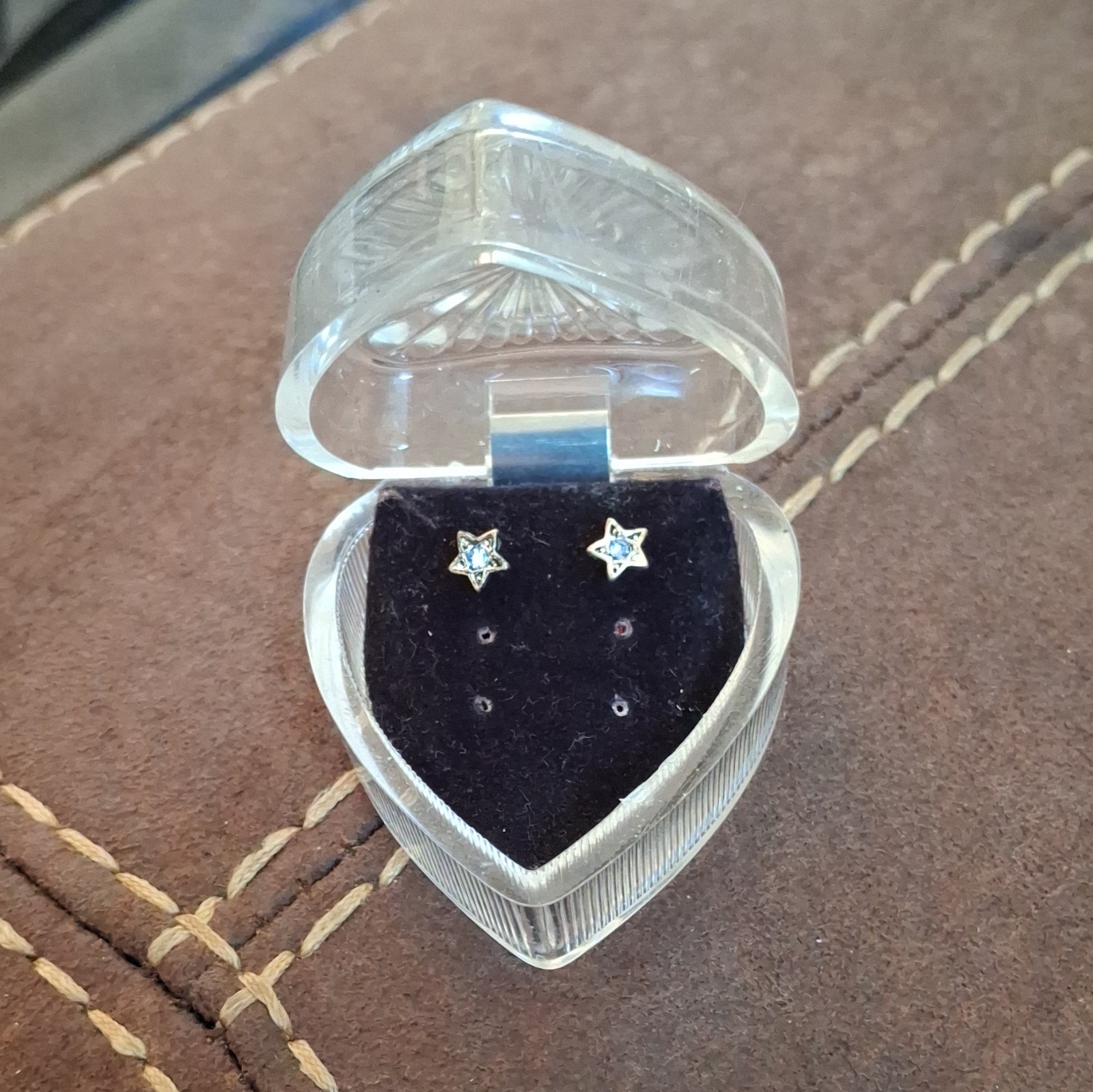 Star Shaped Earrings. Genuine Austrian Crystal Sapphyre