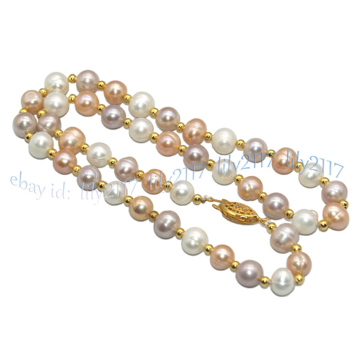 GENUINE AKOYA WHITE PINK PURPLE NATURAL FRESHWATER PEARL NECKLACE 14-100 INCH