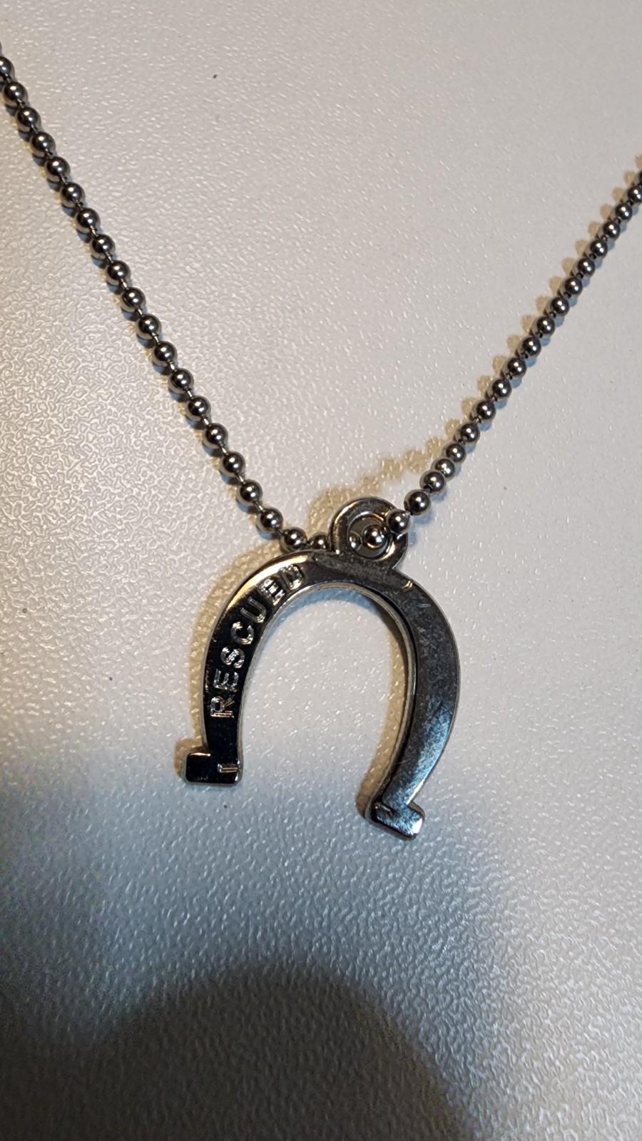 Silver Toned Horseshoe Necklace Rescued “Huck 2019”